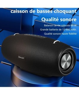 Haut-parleur Bluetooth Zealot S67 portable avec bandoulière