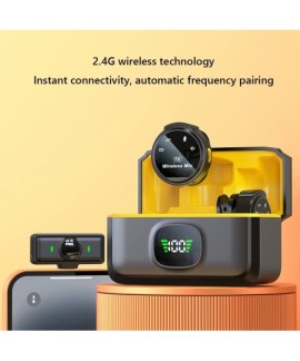 Microphone à revers sans fil USB-C/pour Interface iOS, suppression du bruit avec Clip magnétique pour Smartphone Android type-c,