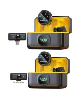 Microphone à revers sans fil USB-C/pour Interface iOS, suppression du bruit avec Clip magnétique pour Smartphone Android type-c,