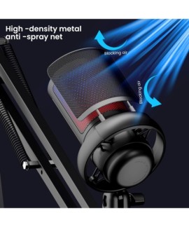 Kit de Microphone de jeu USB pour PC, éclairage RGB, Microphone à condensateur, micro de Podcast avec contrôle de Gain à muet ra