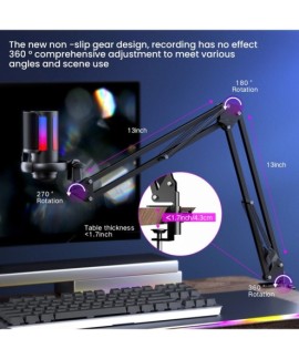 Kit de Microphone de jeu USB pour PC, éclairage RGB, Microphone à condensateur, micro de Podcast avec contrôle de Gain à muet ra