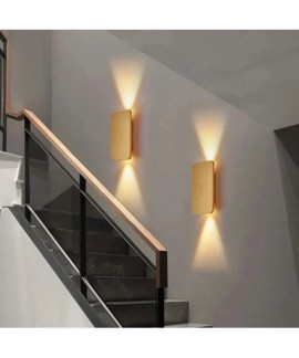 Applique Murale LED Moderne 6W Or Brossé et Noir - Double Tête Étanche IP65 pour Intérieur et Extérieur