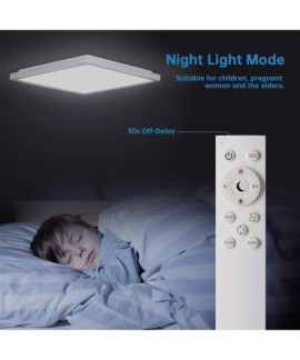 Plafonnier LED à intensité variable, lumière de salle de bain à couleur changeante 24W RGB avec télécommande, plafonnier encastr