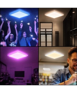 Plafonnier LED à intensité variable, lumière de salle de bain à couleur changeante 24W RGB avec télécommande, plafonnier encastr