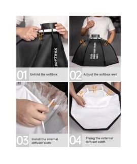 YnBox 55K 55 cm/22 pouces boîte à lumière octogonale de photographie avec diffuseur amovible à monture Bowens pour YONGNUO YNLUX