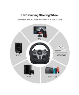Volant de jeu PXN V9 Gen2/V9 270 ° /900 ° Simulateur de course pour PS4,PS3, PC Windows 7/8/10/11,Xbox One,Xbox Series X/S