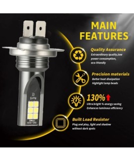 Ampoules de phares LED COB pour voiture H7, 4 pièces, DC12-24V 26000LM 6000K, blanc, feux de route et de croisement, H7 Led pour