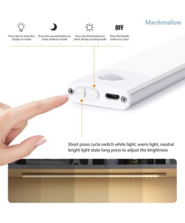 Veilleuse LED Sans Fil avec Détecteur de Mouvement USB - Éclairage Automatique pour Armoire et Cuisine