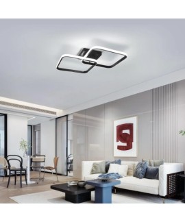 Plafonnier LED Design de salon, plafonnier carré en acrylique 42W 4700LM, plafonnier moderne en aluminium noir