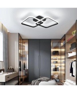 Plafonnier LED Design de salon, plafonnier carré en acrylique 42W 4700LM, plafonnier moderne en aluminium noir