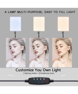 Lampe LED pour vidéoconférence, photographie et streaming avec Trépied