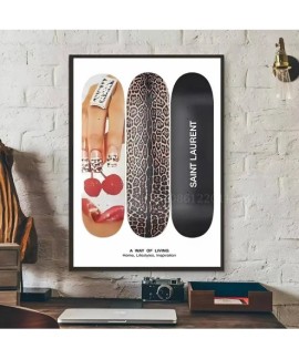 Affiche d'art mural léopard et rose pour femmes et léopard, autocollant en papier imperméable, pour café, Bar, mur de salle