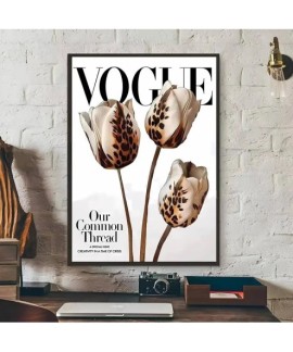 Affiche d'art mural léopard et rose pour femmes et léopard, autocollant en papier imperméable, pour café, Bar, mur de salle