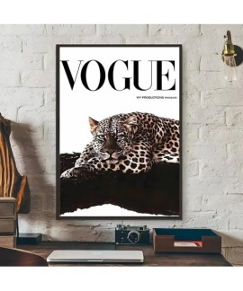 Affiche d'art mural léopard et rose pour femmes et léopard, autocollant en papier imperméable, pour café, Bar, mur de salle